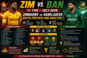 ZIM vs BAN 1st T20I July 2026: Zimbabwe vs Bangladesh Match Preview and Analysis